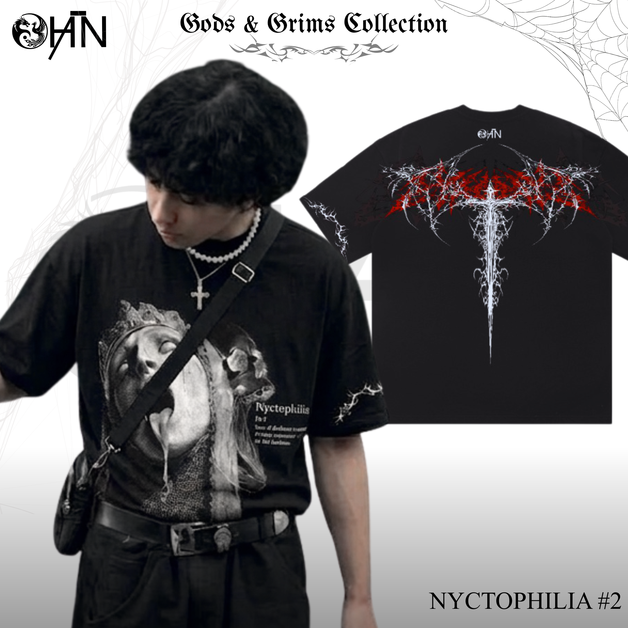Pre-order Nyctophilia #2 artwork from HĀN Official, featuring dark, mystical imagery from the Gods & Grims Collection.